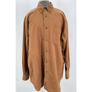 Woolrich Men's brown 100% cotton long sleeve button up shirt size XL